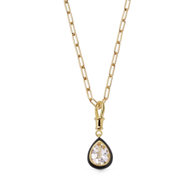 Gold Flare White Topaz Pear Cut Necklace | Necklace