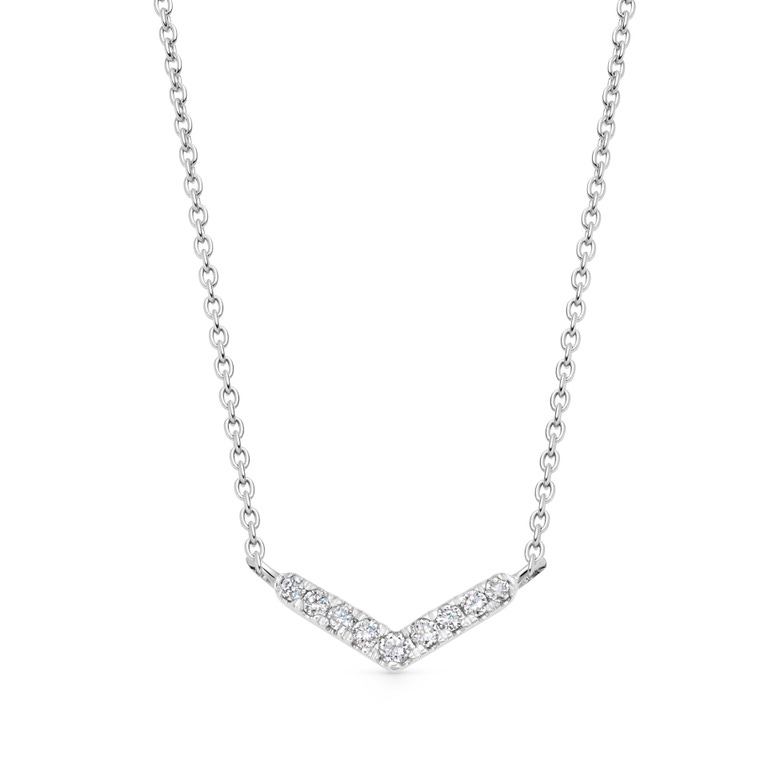Solid White Gold Lab Grown Diamond Interstellar V Necklace