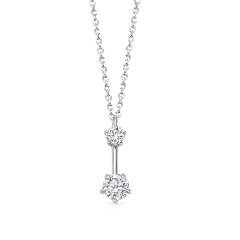 Solid White Gold Lab Grown Diamond Interstellar Drop Necklace