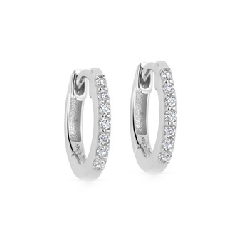 Solid White Gold Mini Halo Huggie hoop Earrings | Astley Clarke