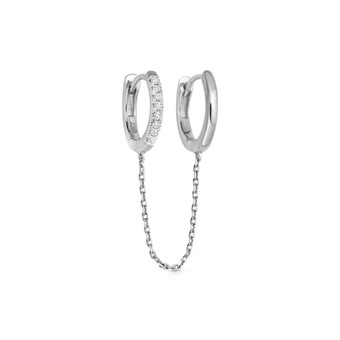 Solid White Gold Diamond Chain Hoop Earring | Astley Clarke