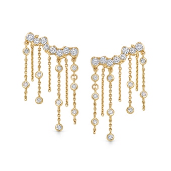 Solid Gold Asteri Lab Grown Diamond Chain Crawler Earrings | Astley Clarke
