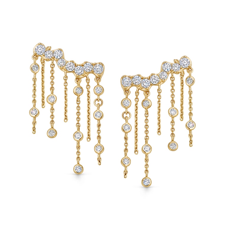Solid Gold Asteri Lab Grown Diamond Chain Crawler Earrings | Astley Clarke