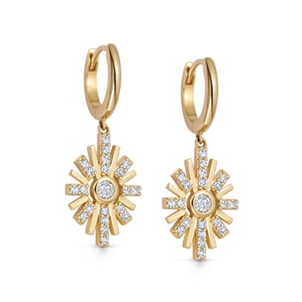 Solid Gold Atomic Lab Grown Diamond Drop Huggies Earrings | Astley Clarke