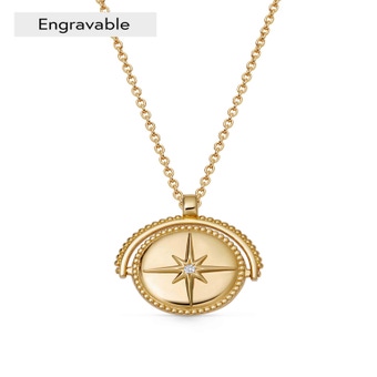 Gold Celstial Spinner Locket Necklace