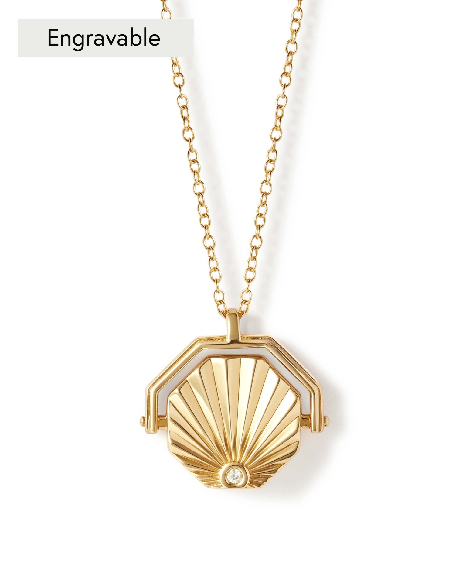 Gold Celestial Sunrise Spinner Locket Necklace