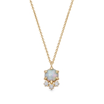 Solid Gold Interstellar Opal and Lab Grown Diamond Cluster Necklace | Astley Clarke