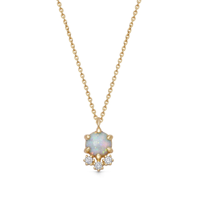 Solid Gold Interstellar Opal and Lab Grown Diamond Cluster Necklace | Astley Clarke