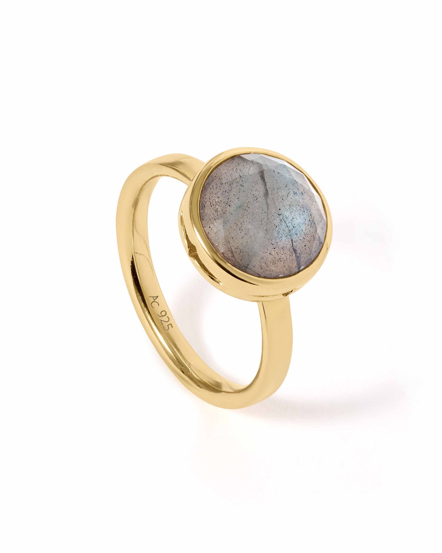 Gold Luna Lapis Signet Ring
