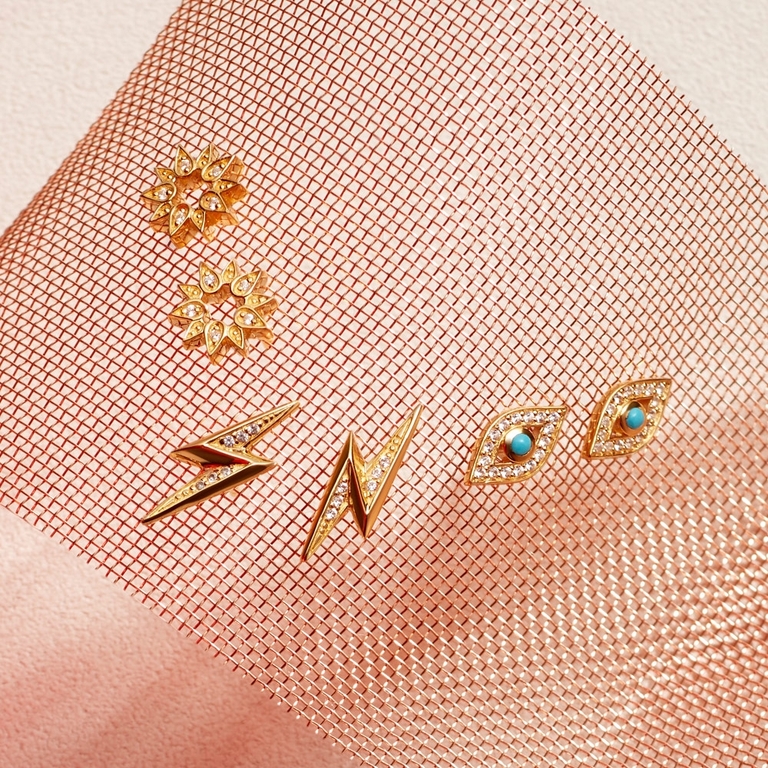Gold Biography Mini Sun Single Stud Earring