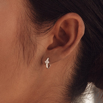 Silver Luna Light Huggie Earrings