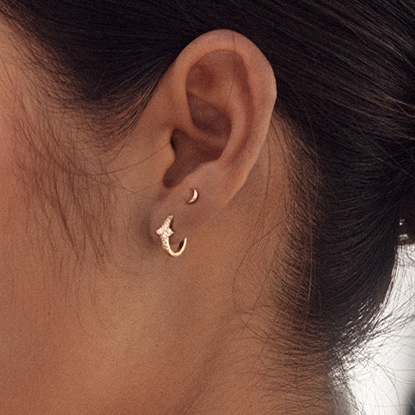 Gold Luna Crescent Studs 