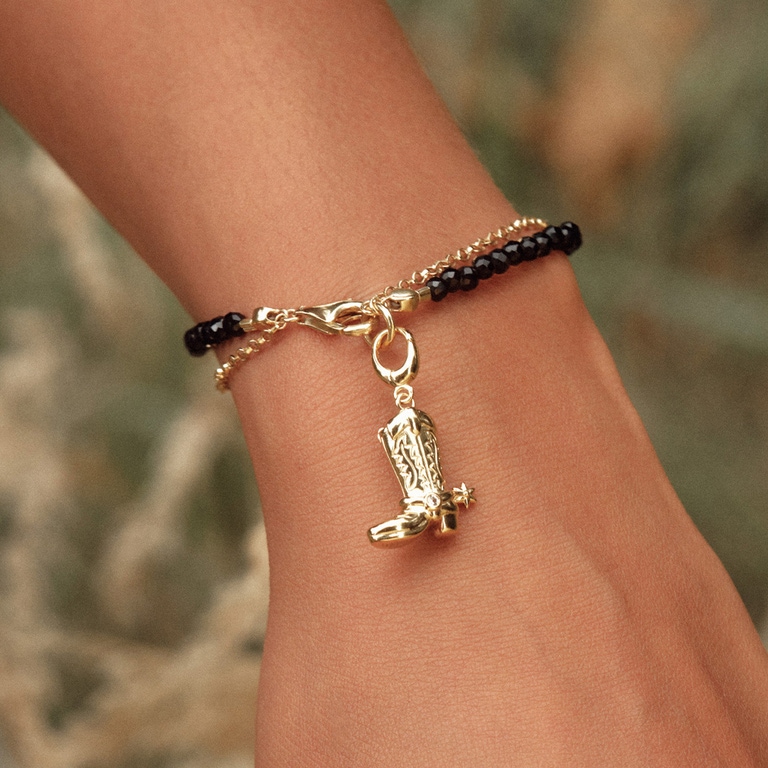 Gold Biography Cowboy Boot Charm