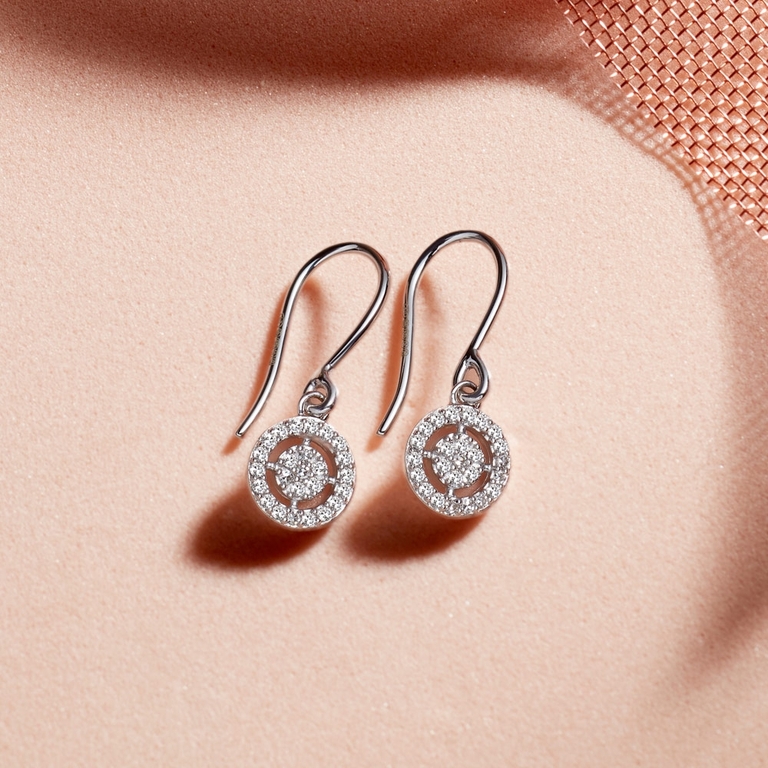 Solid White Gold Icon Aura Drop Earrings