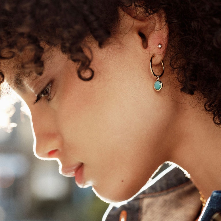 Stilla Amazonite Drop Hoop Earrings