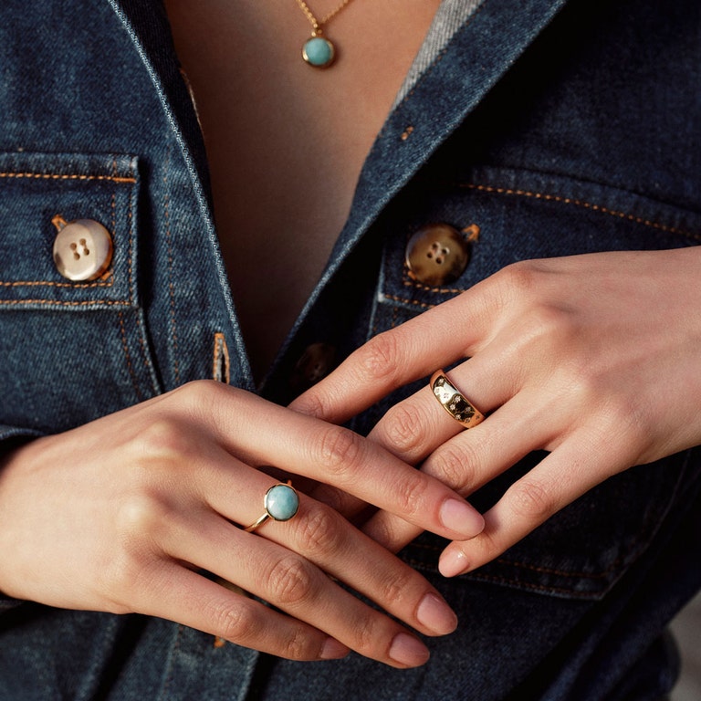 Round Amazonite Stilla Ring IN YELLOW GOLD VERMEIL