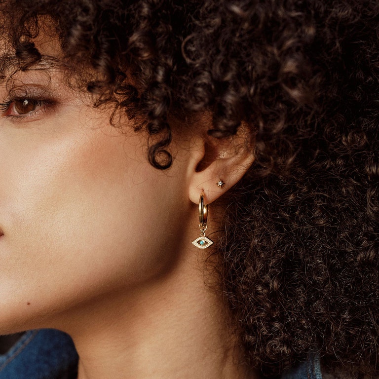 Gold Biography Evil Eye Earing Charm