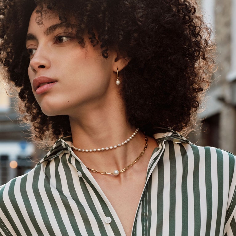 Gold Celestial Single Pearl Necklace