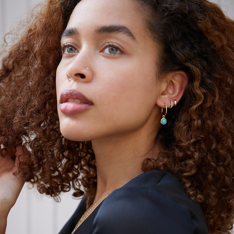 Stilla Amazonite Drop Hoop Earrings