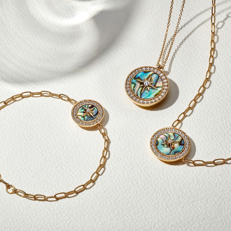 Gold Large Polaris Abalone Pendant Necklace
