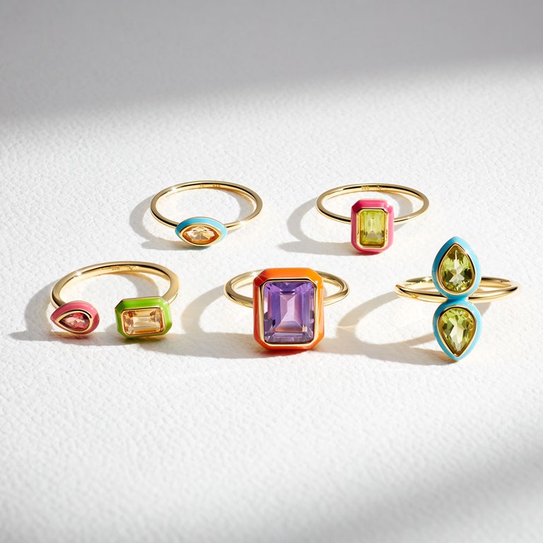 gold enamel rings