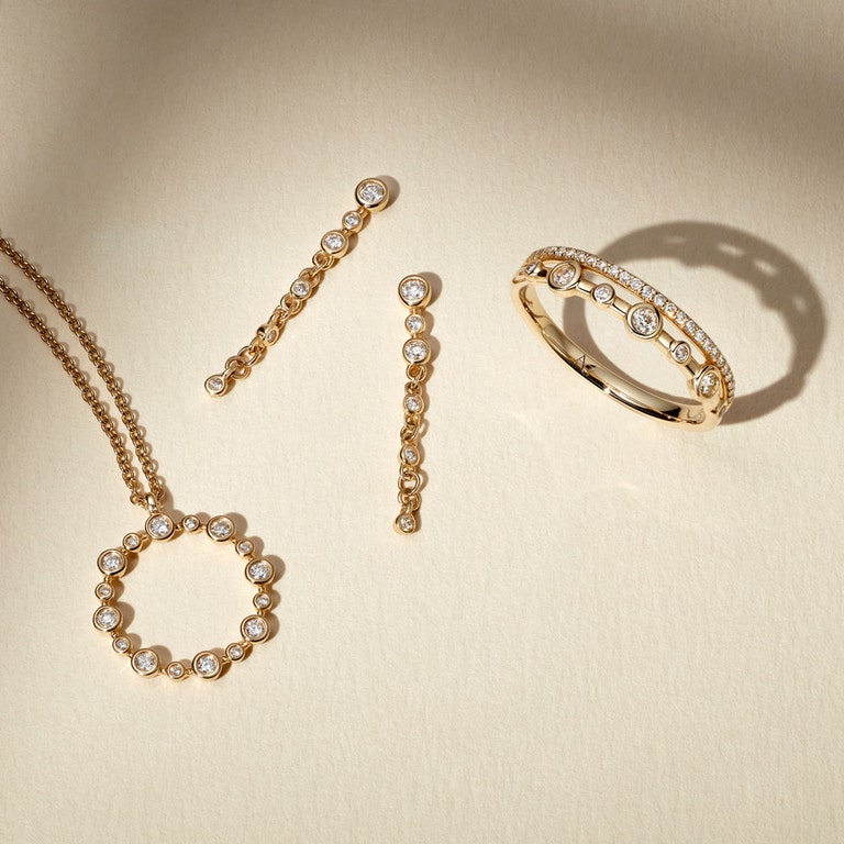 Solid Gold Icon Nova Triple Stud Chain Earrings
