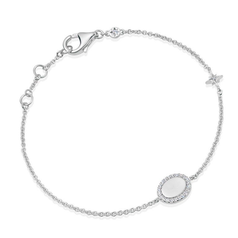 Pave Disc & Tiny Star Bracelet in Sterling Silver | Astley Clarke