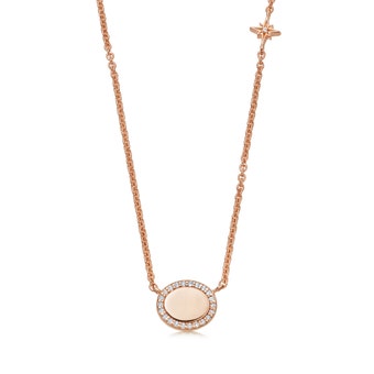 Landscape Pave Disc Pendant in 18ct Rose Gold Vermeil | Astley Clarke