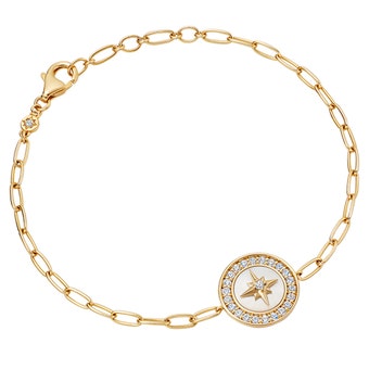 Gold Polaris Mother of Pearl Compass Bracelet 