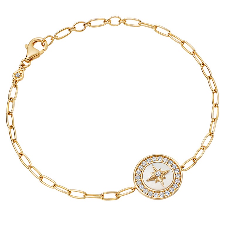 Gold Polaris Mother of Pearl Compass Bracelet 