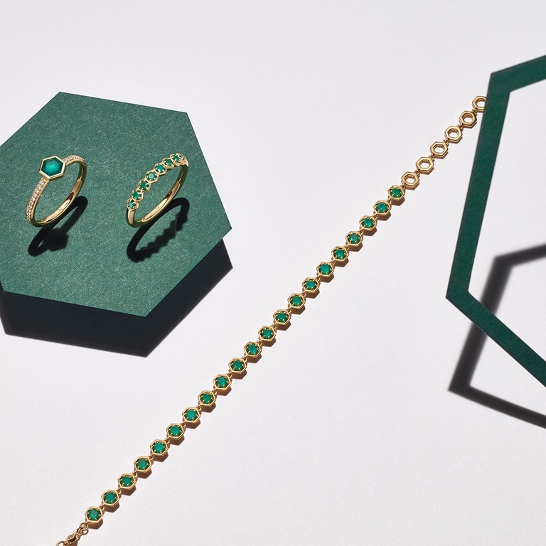 Deco Green Agate Detail Bracelet in Yellow Gold Vermeil  | Yellow Gold Vermeil | Astley Clarke London