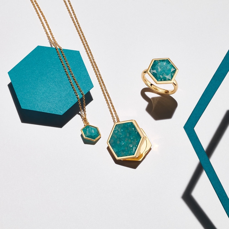 Large Deco Amazonite Ring in Yellow Gold Vermeil | Yellow Gold Vermeil | Astley Clarke London