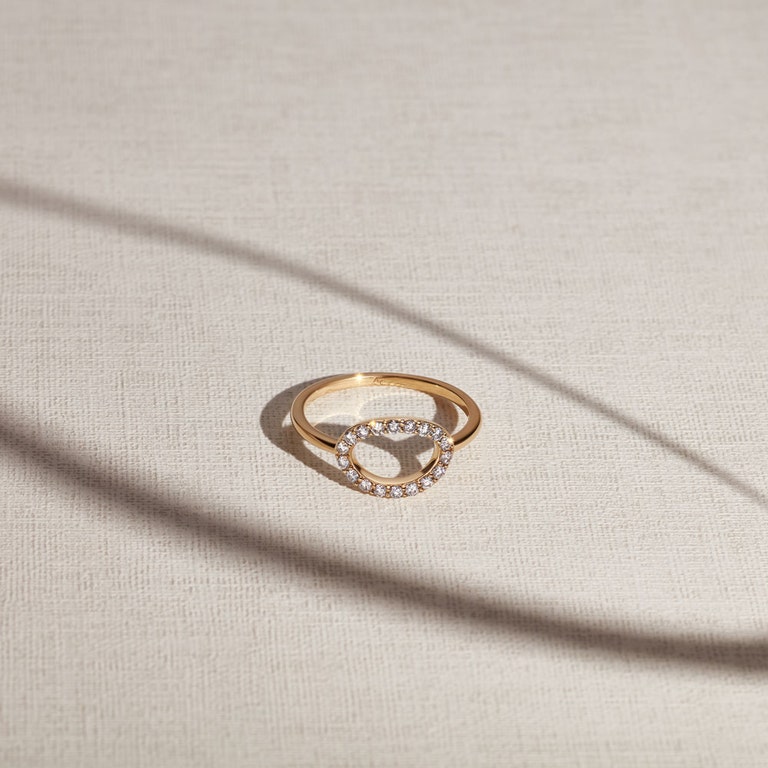 Solid Gold Halo Diamond Ring