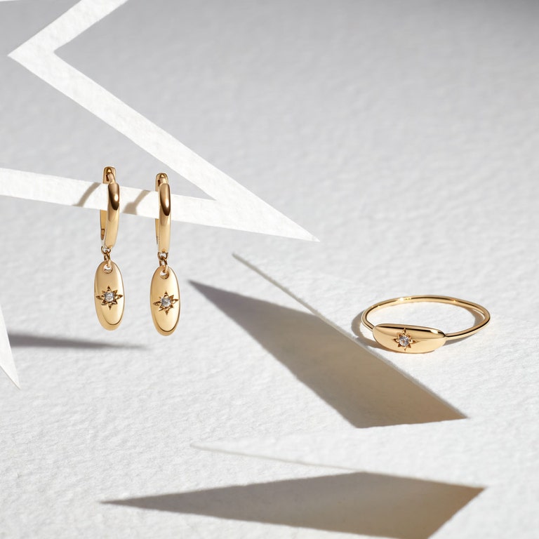 Polaris Star Set Oval Drop Earrings in Yellow Gold Vermeil | Yellow Gold Vermeil | Astley Clarke London