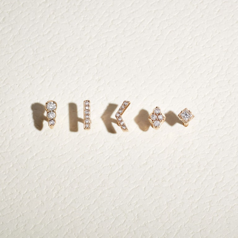 Mini Comet Diamond Stud Earrings