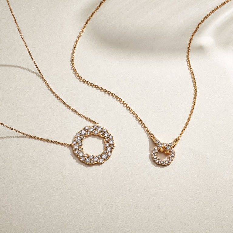 Solid Gold Asteri Diamond Loop Pendant Necklace