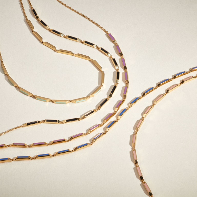 Gold Aubar Black Enamel Necklace