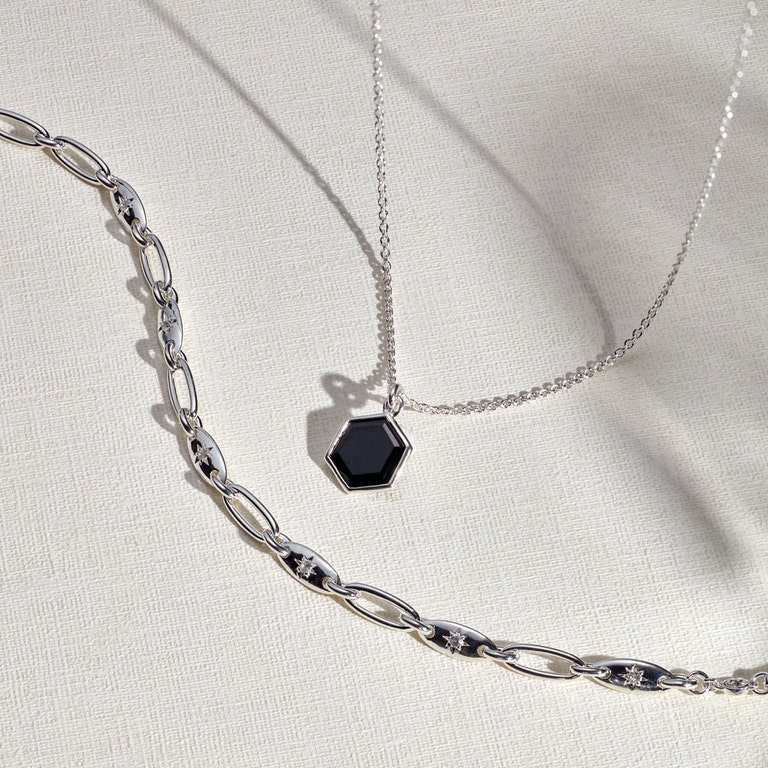 Silver Celestial Orbit Chain Necklace