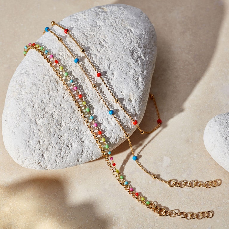 Gold Biography Neon Enamel Bracelet