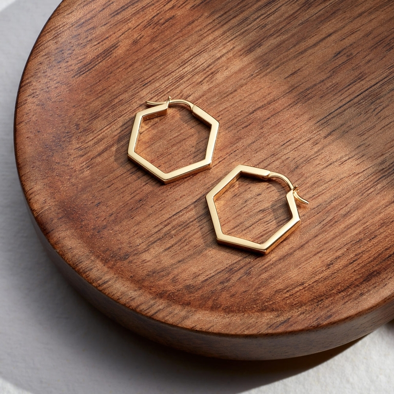 Medium Deco Hoop Earrings in Yellow Gold Vermeil | Yellow Gold Vermeil | Astley Clarke London