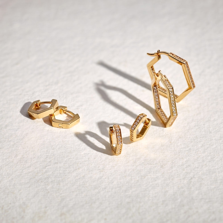 Mini Deco Hoop Earrings in Yellow Gold Vermeil | Yellow Gold Vermeil | Astley Clarke London