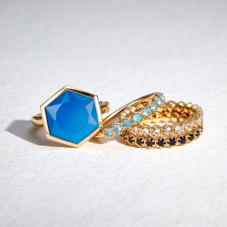 Deco Black Spinel Eternity Ring in Yellow Gold Vermiel  | Yellow Gold Vermeil | Astley Clarke London