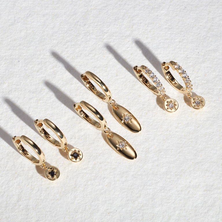 Polaris Black Spinel Drop Earrings in Yellow Gold Vermeil | Yellow Gold Vermeil | Astley Clarke London