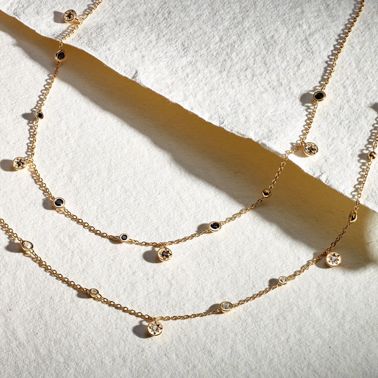 Polaris North Star White Sapphire Station Necklace in Yellow Gold Vermeil | Yellow Gold Vermeil | Astley Clarke London