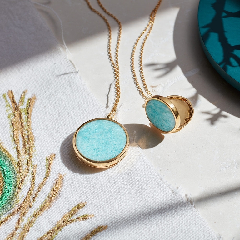 Large Stilla Amazonite Locket Necklace