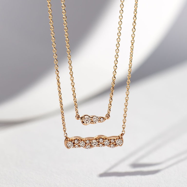 Interstellar Small Diamond Pendant Bar in 14ct Yellow Gold | Astley Clarke