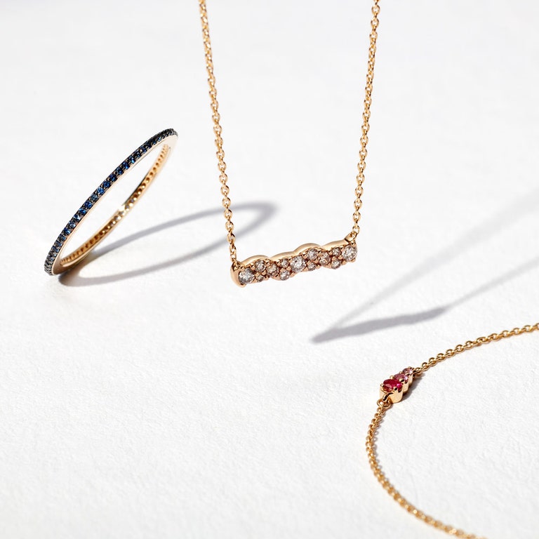 Interstellar Small Diamond Pendant Bar in 14ct Yellow Gold | Astley Clarke