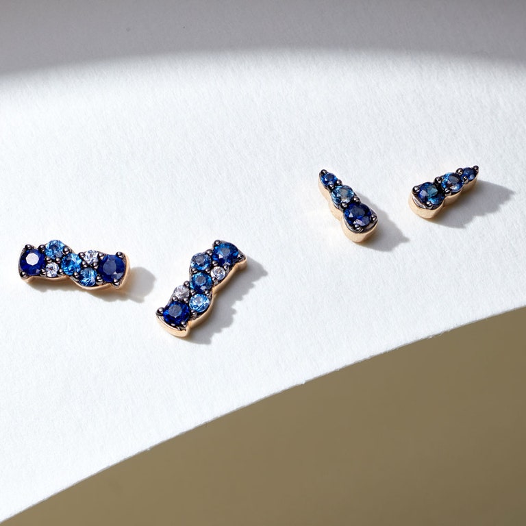 Sapphire Bar Stud Earrings In 14 ct Yellow Gold | Astley Clarke