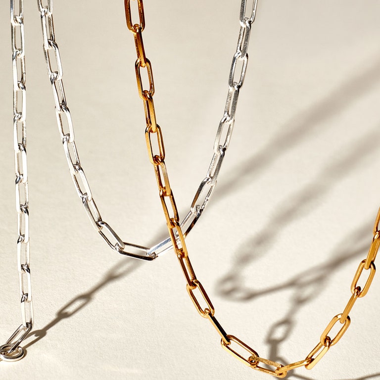 Silver Celestial Square Link Necklace