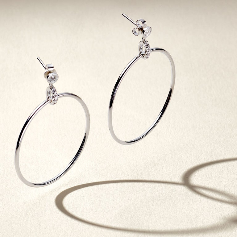 Silver Polaris Front Facing Hoop Earrings